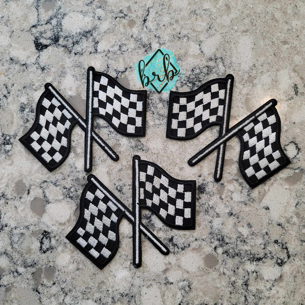 Checker Flag Embroidered Adhesive Patch