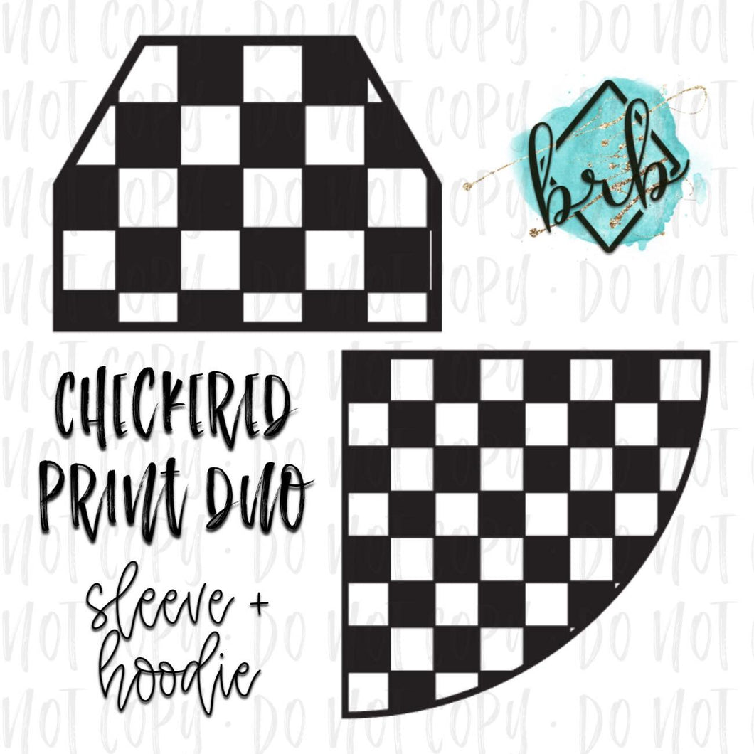 Checkered Print Duo, Sleeve and Hoodie Pocket