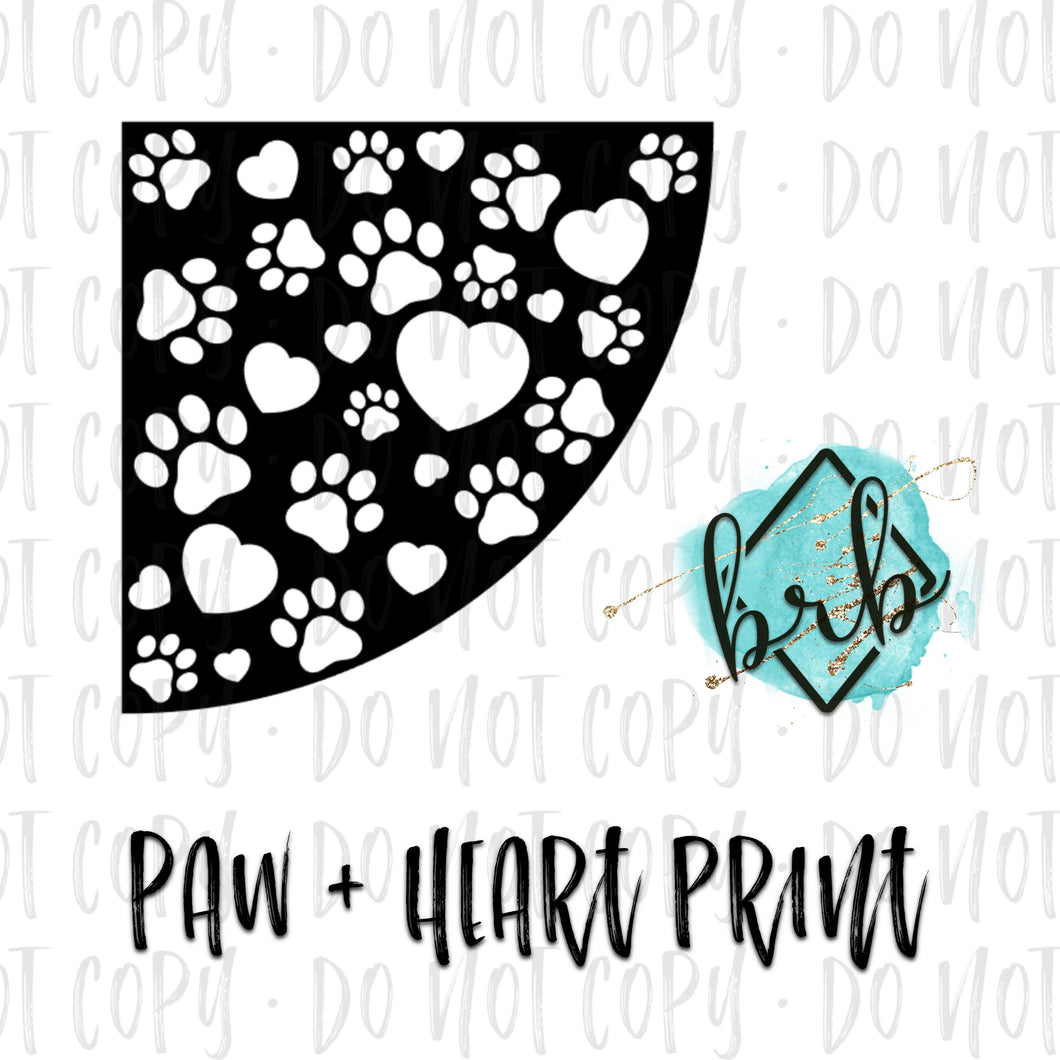 Paw and Heart Print, Sleeve Bleach Stencil