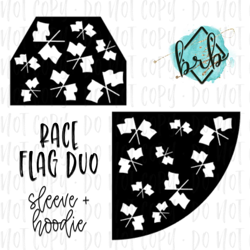 Race Flag Print Duo, Sleeve and Hoodie Pocket