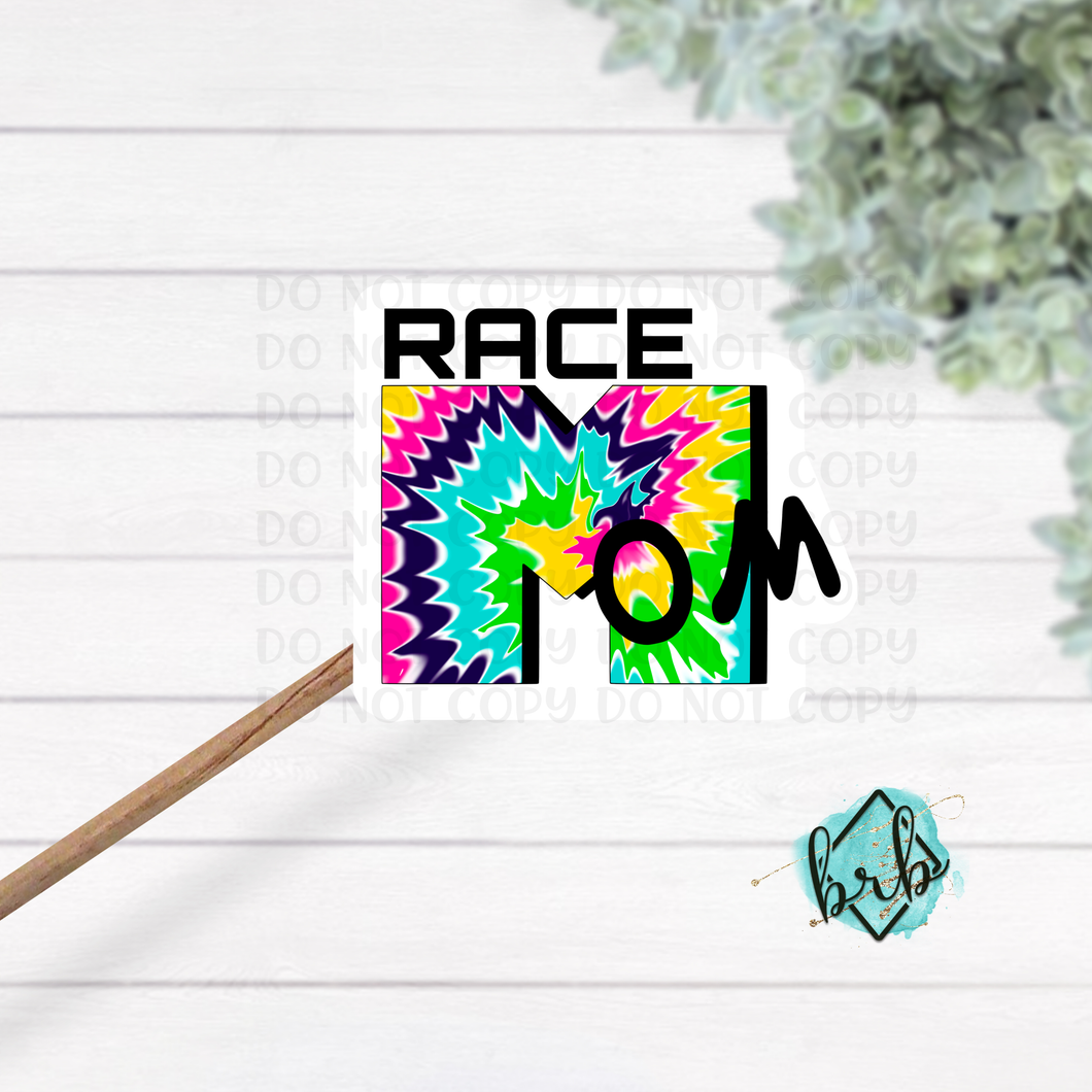 Race Mom, Tye Dye Sticker