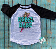 Load image into Gallery viewer, Rebel Babe Lightening Bolt, Turquoise, Youth, CLASSIC HIGH HEAT; Not Restocking
