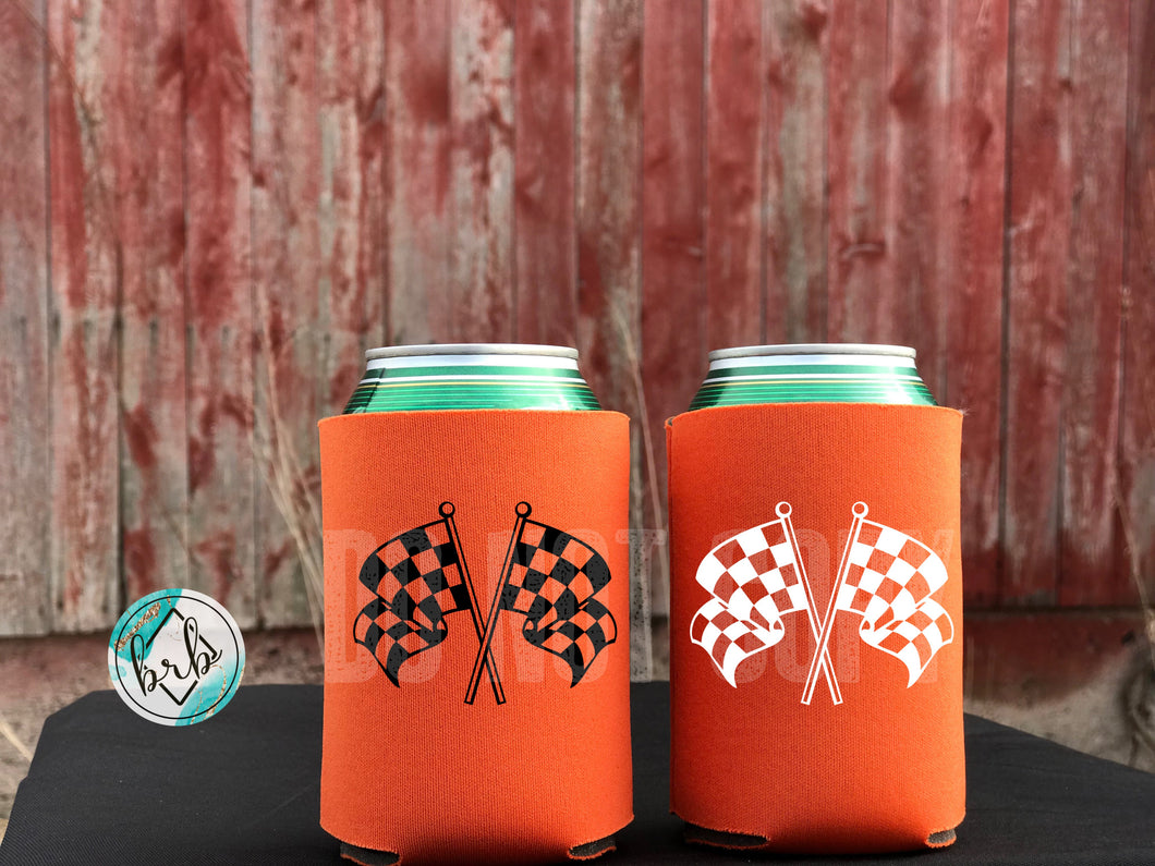 Double Checkered Flag Koozie/Pocket Print